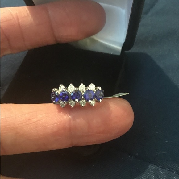 Vintage NWT 1.35 TCW 14K Natural Tanzanite & Diamond Ring - Picture 4 of 16